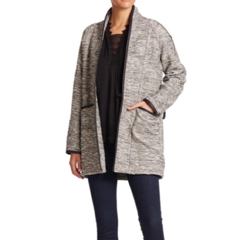 Rebecca Taylor Black/Cream Tweed Coat Jacket. S 6